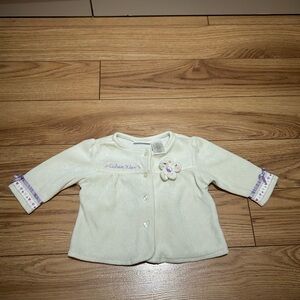 Calvin Klein Cream Baby Jacket with Purple Trim and Flower